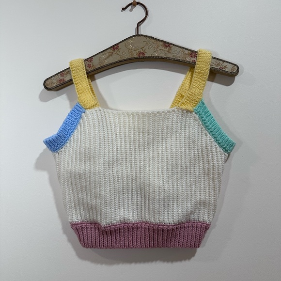 Handmade Tops - Hand knit Cropped Tank